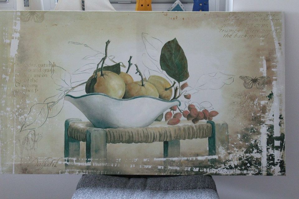 Wandbild auf Leinwand Hocker mit Obst in Melle