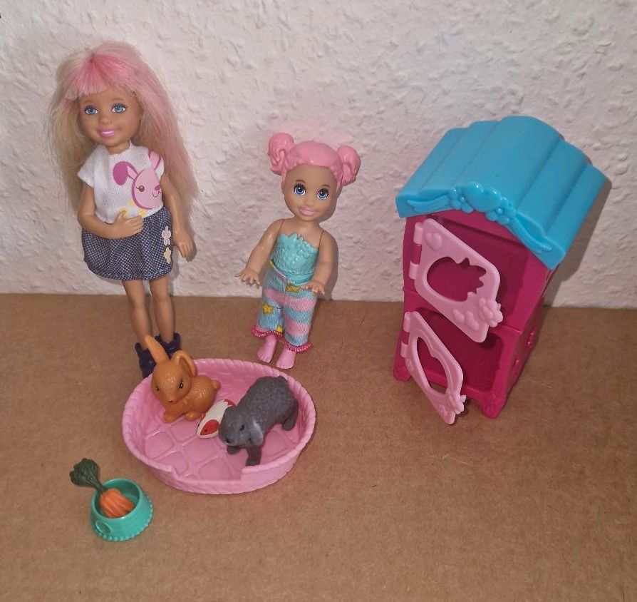 Barbie Puppe Mattel Chelsea 2010 mit Hasenstall Meerschweinchen in Algermissen