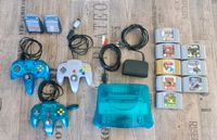 Nintendo 64 crystal blau 2x Controller 8× Spiel (Pokemon, Mario) Thüringen - Eisenach Vorschau