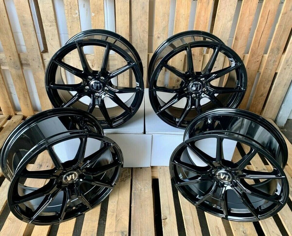 19 Zoll V1 Wheels V1 5x112 Felgen Schwarz für  BMW 1er F40 2er Active Gran Tourer X1 F48 X2 F39 Mini Clubman Countryman Mercedes AMG A B C E S Klasse 169 176 245 W204 W205 CLA 117  212 213 207 220 in Rodgau