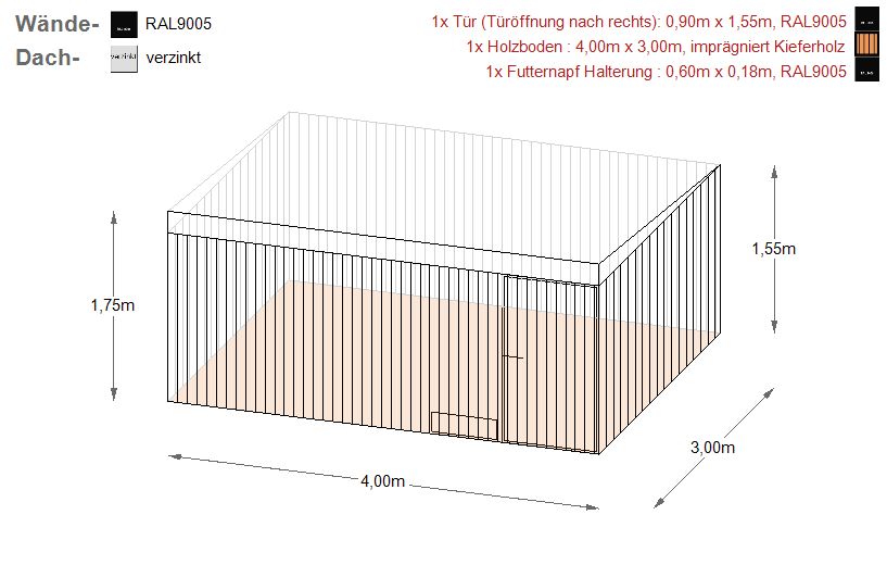 Hundezwinger 3x4x1,75m Zwinger Tiergehege Holzboden inkl. Aufbau in Schwäbisch Hall