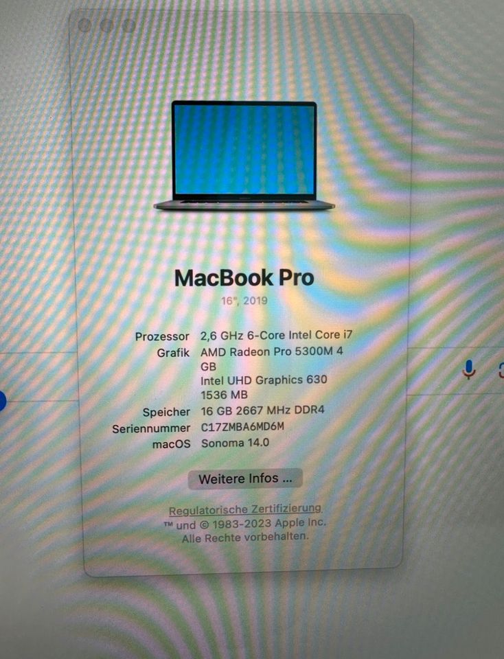 Apple MacBook Pro 16" 2019 - 2,6GHz - Intel Core i7 - 16GB in Hannover