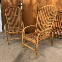 2x da: Stuhl Bambus Rattan Sessel Armlehnstuhl Boho vintage alt Nürnberg (Mittelfr) - Mitte Vorschau