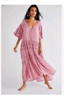 Free People lockeres Boho Gypsy Urlaubs Sommer Strand Midikleid M Frankfurt am Main - Fechenheim Vorschau