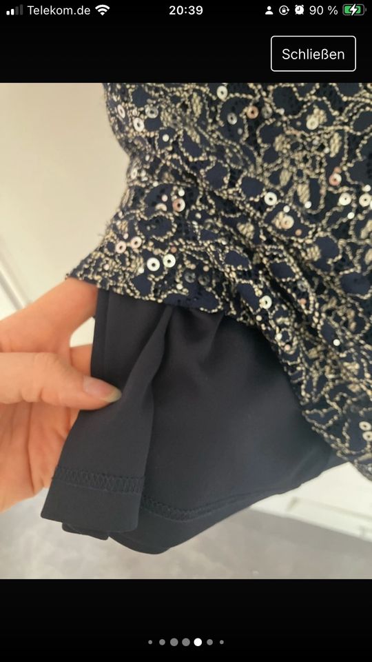 Hochzeitsgast-Kleid blau/ Gold mit Pailletten Größe 36 in Höchberg