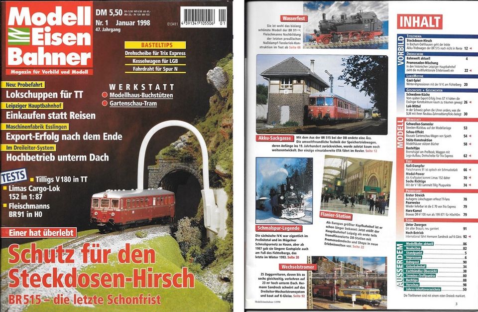 ZEITSCHRIFT „MODELL-EISENBAHNER“- 18 EINZELHEFTE aus 1998 + 1999 in Essen