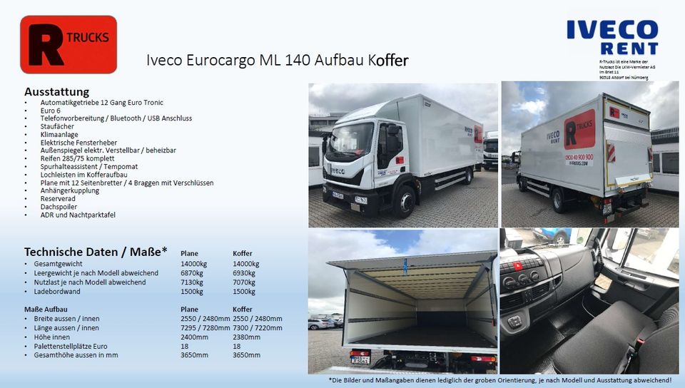 Verteilerfahrzeug 7,2to 7,5to 14to 16to mieten / www.r-trucks.com in Köln