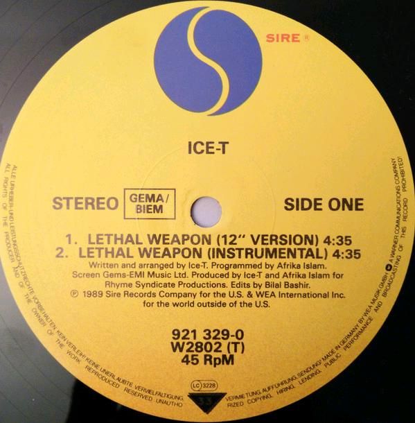 Ice T, Lethal Weapon 12"Maxi Single Vinyl NM in Düsseldorf