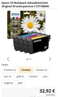 Epson 18 Multipack Druckerpatronen Gänseblümchen 4 Farben Nordrhein-Westfalen - Rietberg Vorschau