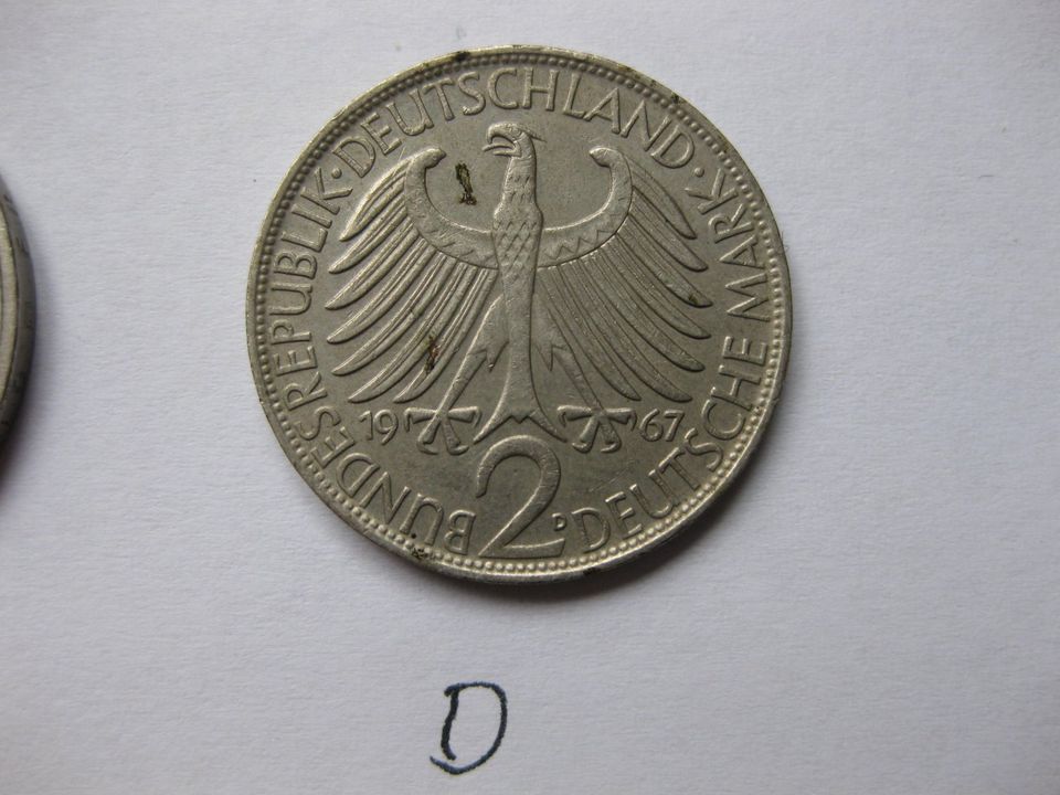 5 deutsche Mark Münze, Silberadler 1957 "J" BRD 2 DM Münze in Söhlde