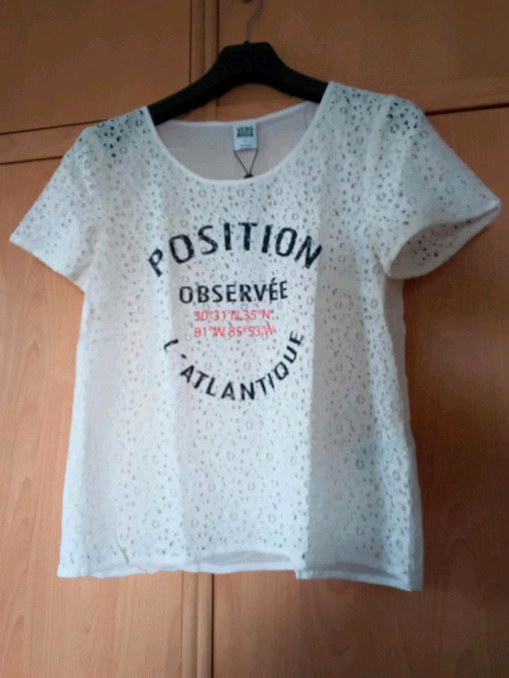 Damen T-Shirt ,Gr M Kurzarm Vero Moda weiss mit Druck Spitze neu in Rudolstadt