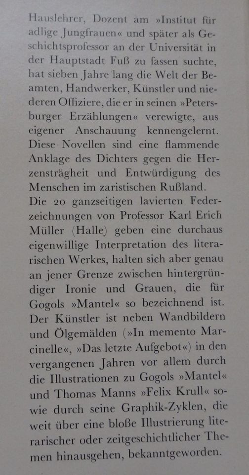 "Der Mantel", Gogol, Erzählung der Weltliteratur, 1966 in Dresden