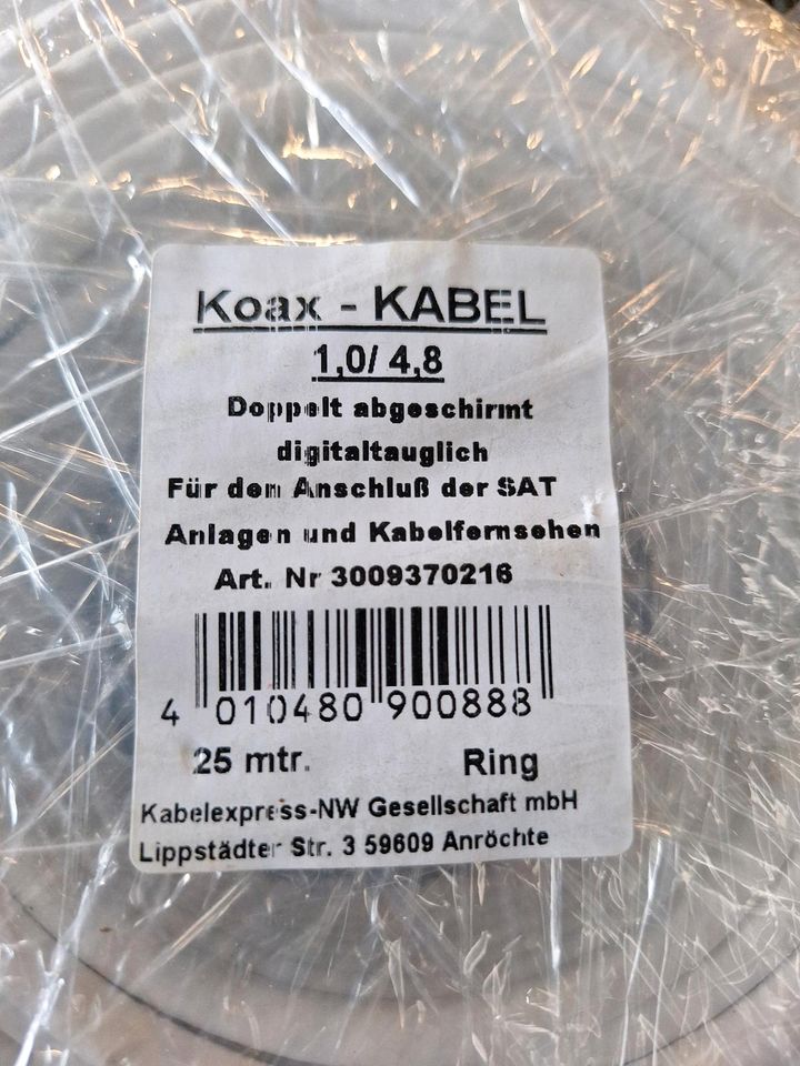 25m Koaxialkabel HQ 135 dB 5 Fach geschirmt Reines Kupfer weiß in Rietberg