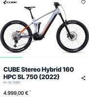 CUBE STEREO HYBRID 160 HPC SL 750 E-Bike Fully ERST 298KM 4999€! Baden-Württemberg - Tettnang Vorschau