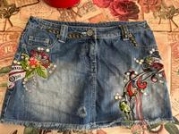 Chiemsee Jeansrock mit Nieten Strass Stickerei Fransen Gr.S Sachsen - Döbeln Vorschau