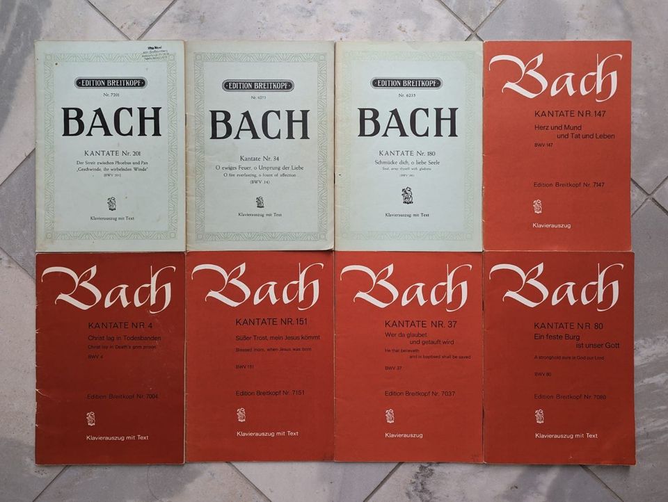 Paket 8 Bach Kantaten Klavierauszug 4 34 37 80 147 151 180 201 in München