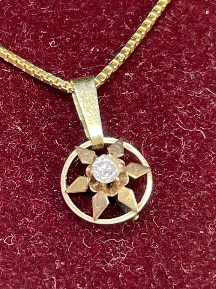 GOLD DIAMANTEN ANHÄNGER 14k 585 1,6cm L 0,90cm B 0,71g GG AU in Berlin