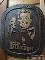 älteres BITBURGER Werbeschild in Holzoptik Saarland - Eppelborn Vorschau