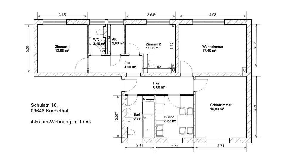 Komplett sanierte 4-Raum-Wohnung freut sich auf eine neue Familie in Kriebstein