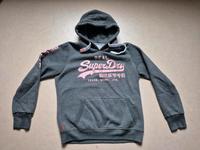 Superdry Hoodie Pullover Sweatshirt Gr. L grau rosa Glitzer Hessen - Fulda Vorschau