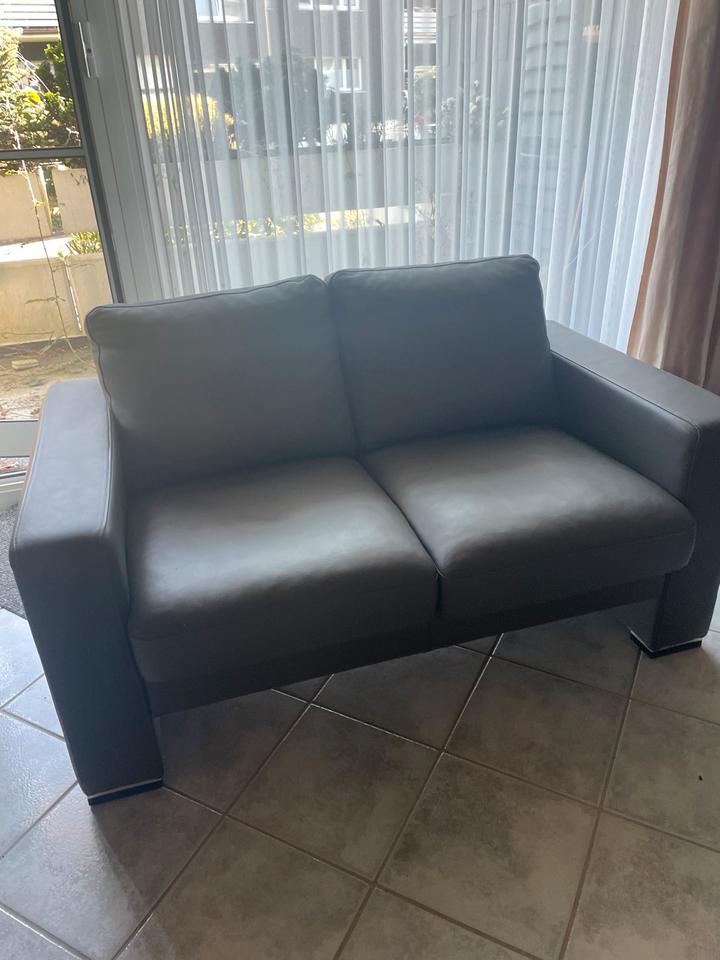 GEPADE Designer Leder Sofa Zweisitzer + Dreisitzer Grau Neuwertig in Langenfeld