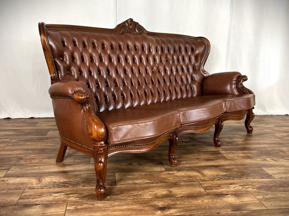 Chippendale Ledersofa Vintage Couch Barock Design Chesterfield in Hüllhorst