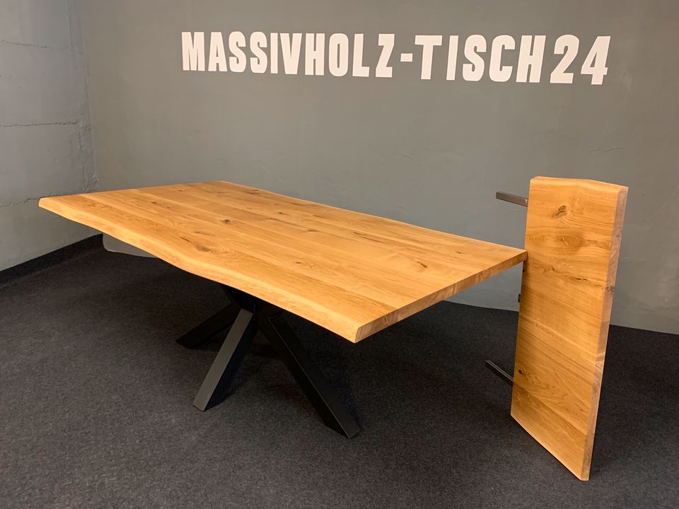Massiv Eiche Tisch Baumtisch Ausziehbar Esstisch 200-250x100cm in Königswinter