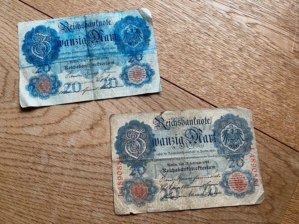 Reichsbanknote 20 Mark Reichsmark 1908 1914 in Jena