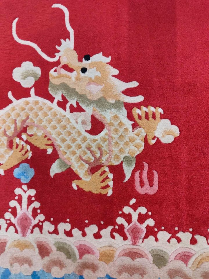 Antiker Teppich China Peking Drache Orientteppich in Kamen