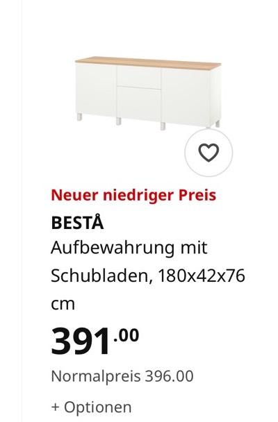 IKEA Besta Kommode weiss mit Schubladen und Eiche Deckplatte in Bremen
