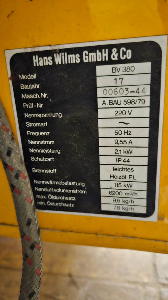 HANS WILMS BV 380 115 KW Heissluftturbine Heizer mit Abgasführung in Cunewalde