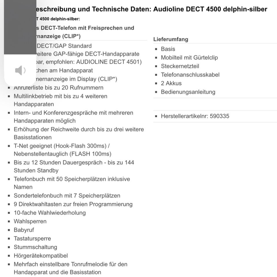 2 digitale, schnurlose Telefone von Audioline in Ostrach