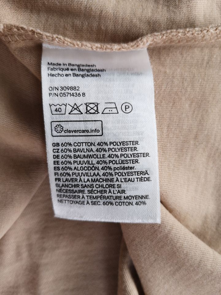 H&M Basic DIVIDED T-Shirt lang Longshirt L beige Layerlook in Grebenstein