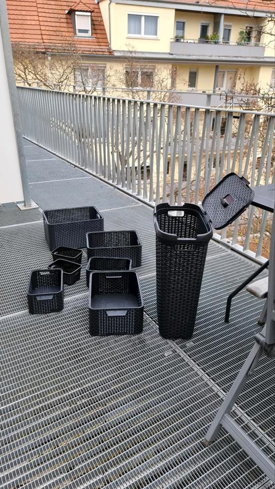 Curver 8-teilig, Rattan-Optik, Aufbewahrungsboxen +Wäschebox in Würzburg