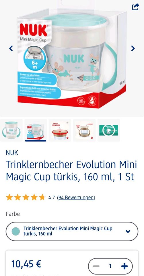 Türkiser magic cup Trinkbecher von nuk, neu in Bielefeld