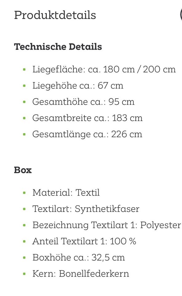 Boxspringbett 180x200cm Grau, inkl. Matratze und Topper, wie neu in Hamburg