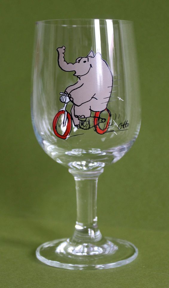 Otto Ottifant Glas - Stielglas mit Ottifant auf Fahrrad, 250ml in Hamburg