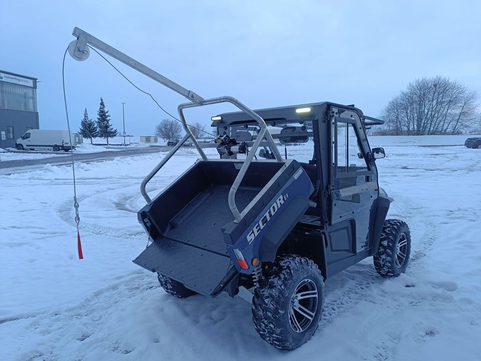 ⚠️Hisun Sector E1 "Hunters-Edition"⚠️, 4x4 Elekto UTV Vollkabine mit Heizung, Jagdfahrzeug mit extra Bügel und Seilwinde auf der Ladefläche in Eisleben