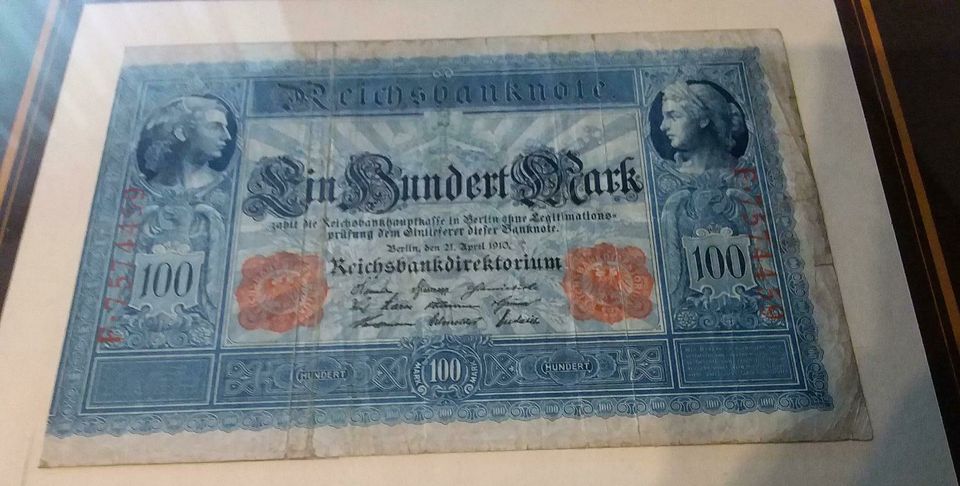 Hundert - Reichsmark- Note im Bilderrahmen.... in Lübeck