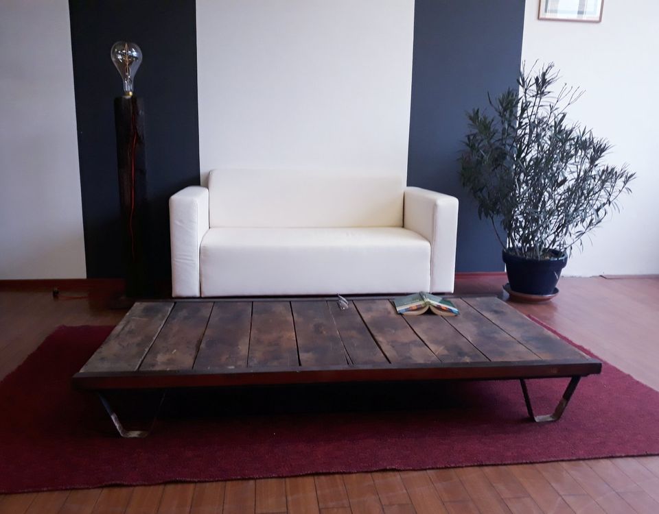 XXL Industrial Couchtisch Lounge Table Loft Holz Eisen Tisch in Partenstein