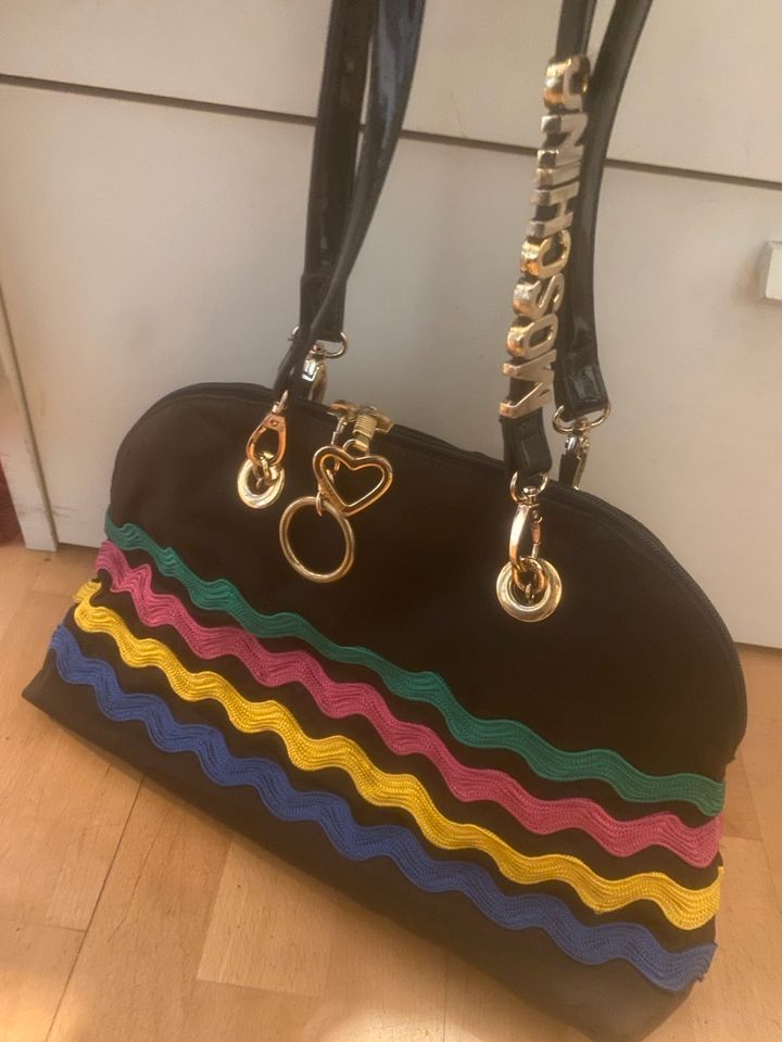 Moschino Tasche Shopper Schultertasche bunt Nylon/Lackleder in Freiburg im Breisgau