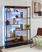 Regal LED-Licht Holzfarbton Metallgestell schwarz 6 Fächer Ablage Hessen - Merenberg Vorschau
