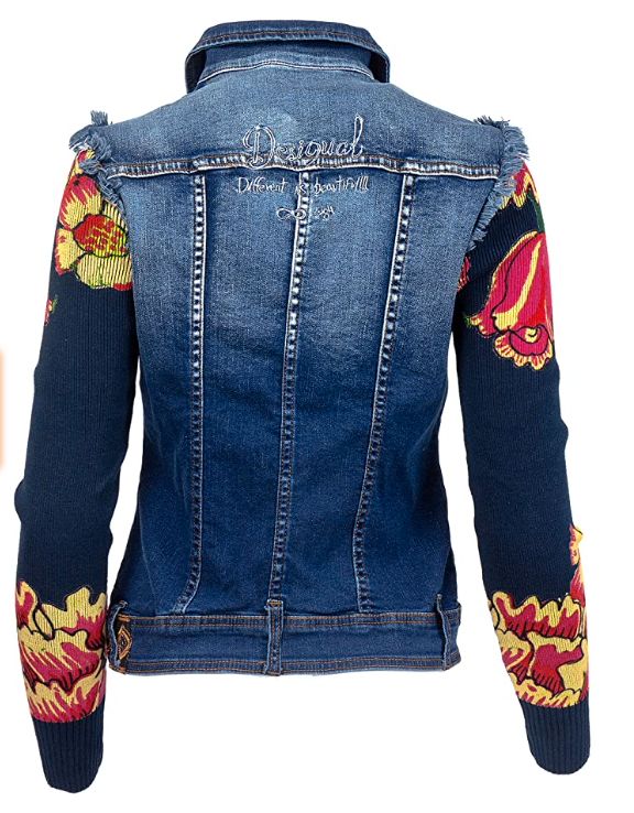 Desigual Damen Jeansjacke trifft florales Strickmuster Gr. L in Berlin