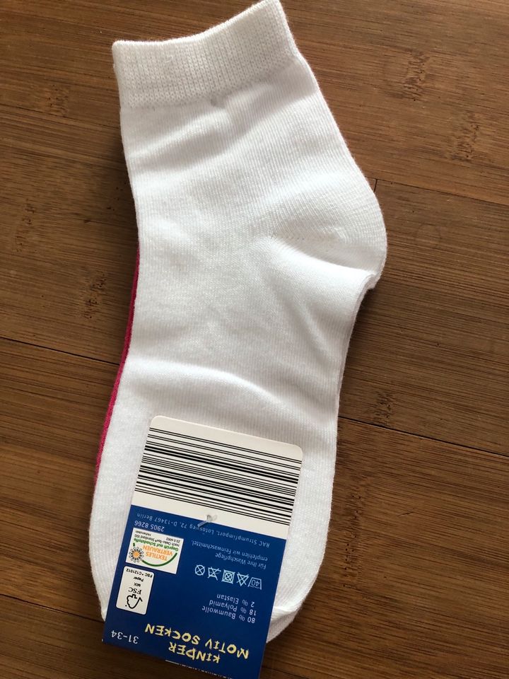 Kinder Motiv Socken, Größe 31-34, pink/weiß, NEU in Hamburg