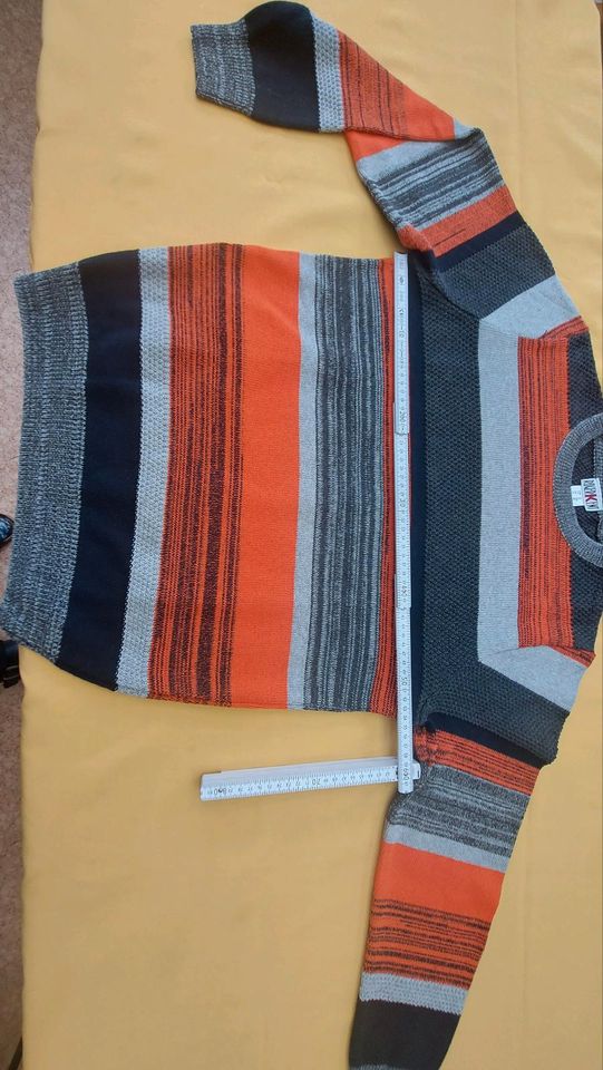 Pullover Herren neu Gr.48 orange/grau gestreift in Schleiz