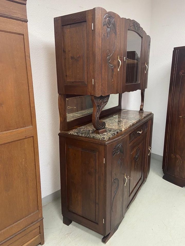 Antiker Schrank Jugendstil Buffet mit Vitrine Anrichte Vollholz in Völklingen