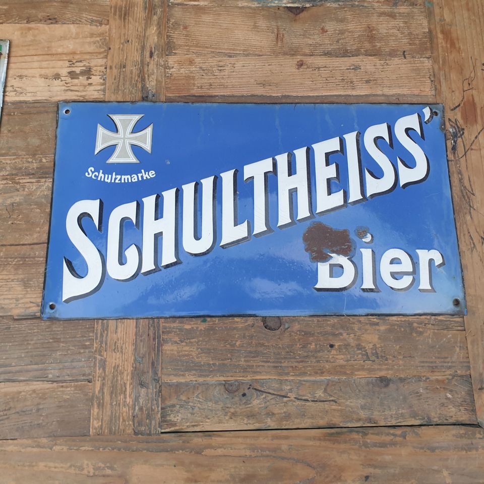 Antik Emailleschild Reklame Werbung Tankstelle Brauerei in Berlin