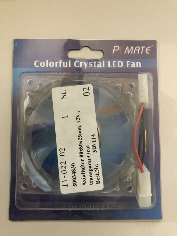 Lüfter Fan LED beleuchtet rot leise Axiallüfter 80x80x25 12V in Miltach