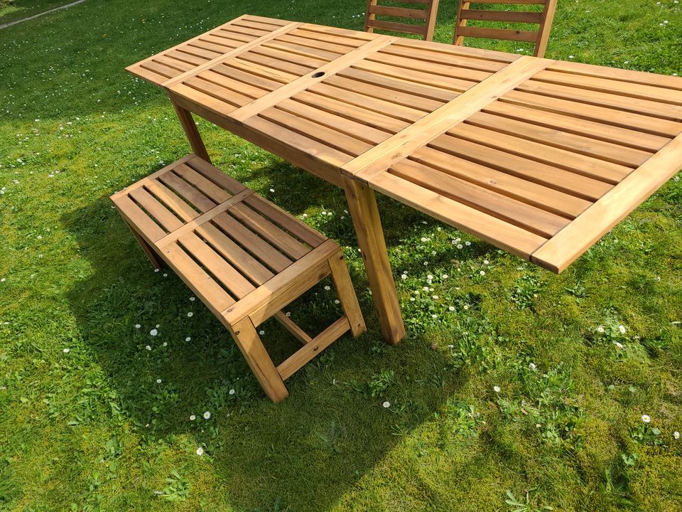 Äpplarö Ikea Gartenmöbel 4-tlg. Teak Lasur Tisch Stühle Bank in Bielefeld