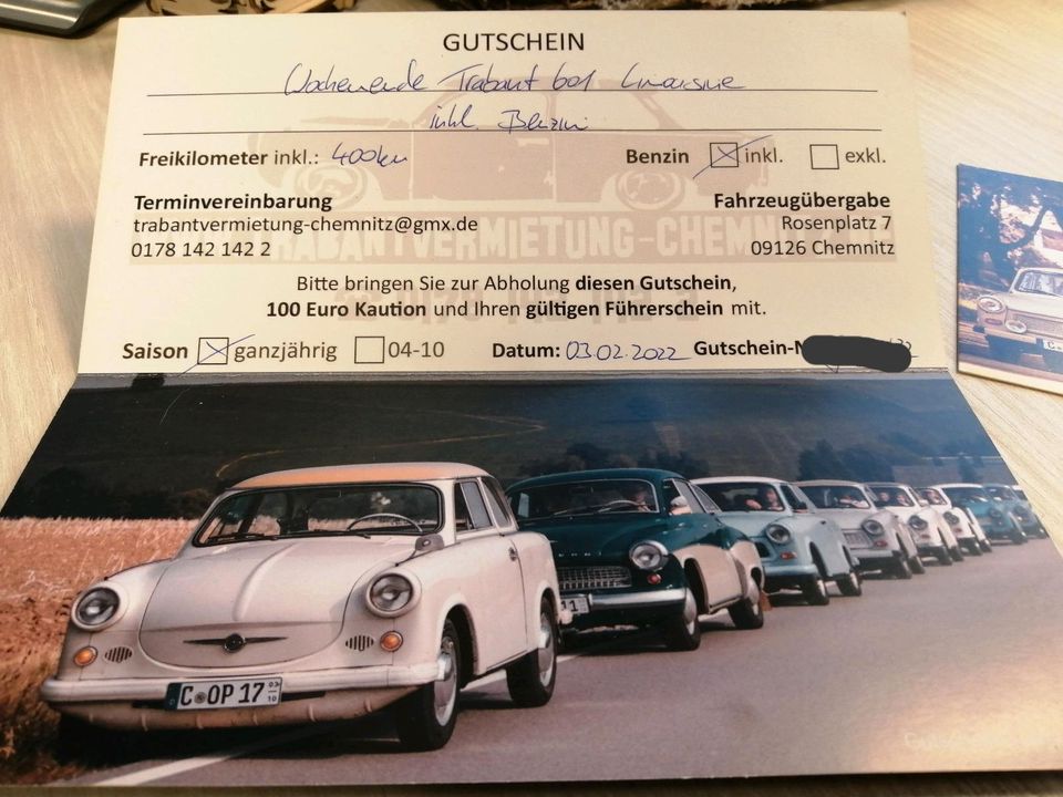 Trabi Gutschein für ein Wochenende inkl 400 km Wert 300€ in Neukirchen-Adorf